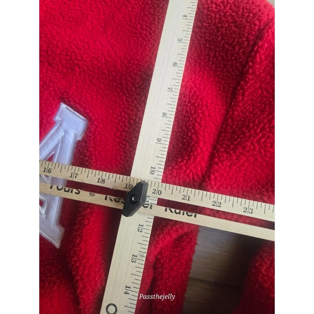 Polo Ralph‎ Lauren Mens USA Fleece Pullover Medium Red Sherpa 1/4 Zip Sweatshirt